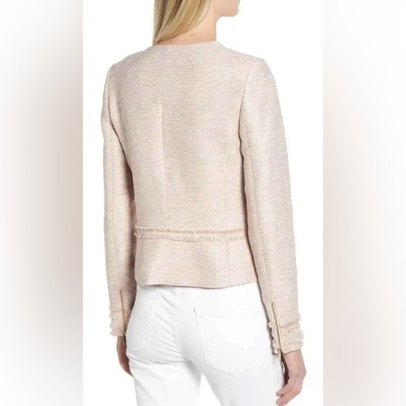 Karl Lagerfeld Pink Tweed Zip Front Blazer - Picture 2 of 16